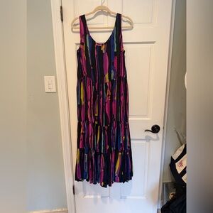 Vintage Colorful Striped Vacation Maxi Dress